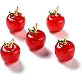 DanLingJewelry 30Pcs Lampwork Fruit Pendants Handmade Red Apple Charms with Brass Findings for DIY Necklaces Bracelets Jewelry Making