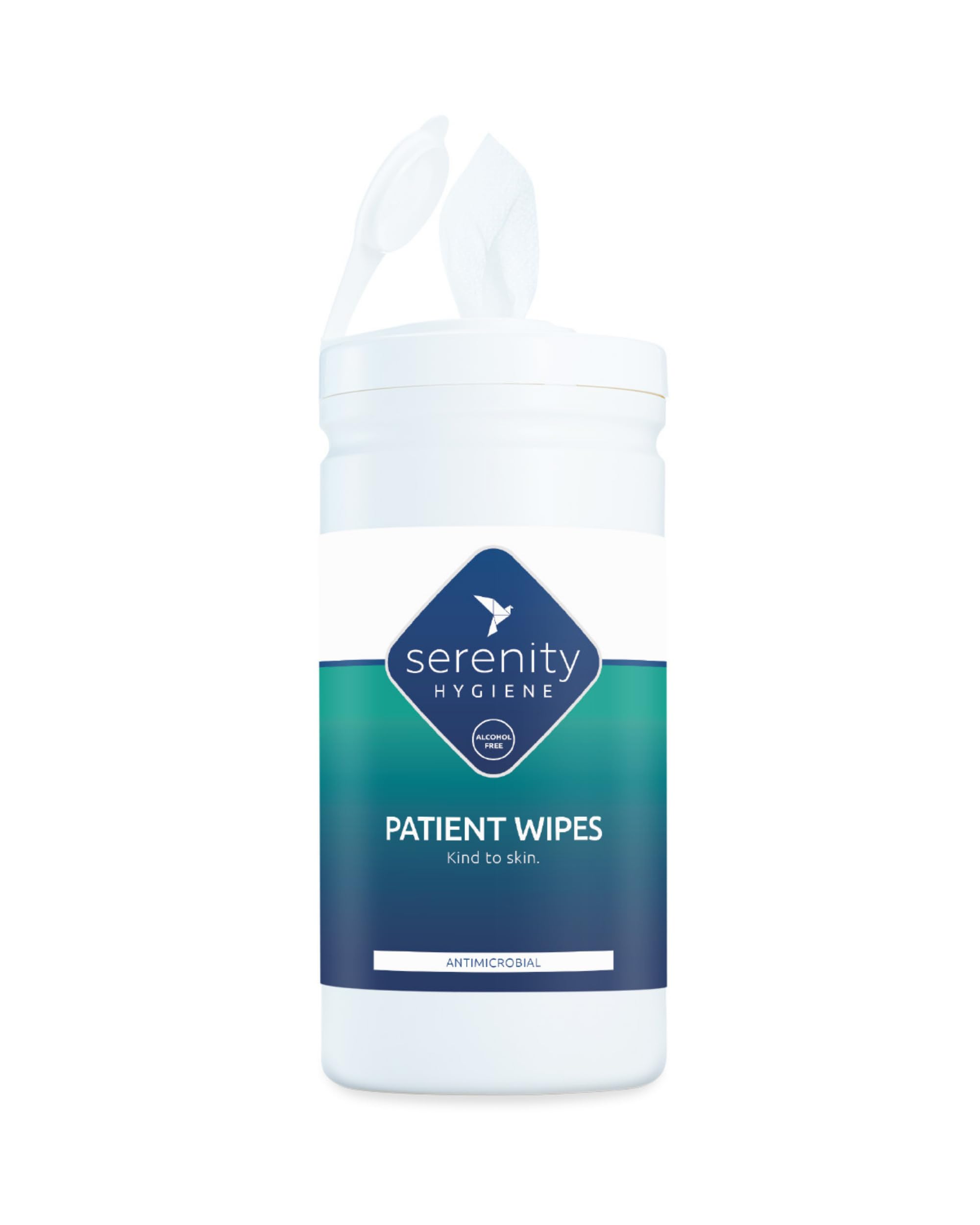 Serenity Hygiene Antimicrobial Patient Wipes, Alcohol Free Unscented, 150 Large Wipes, UK Made, Skin Safe for Hospitals Care Homes Post Surgery & Personal Hygiene (Pack of 1)