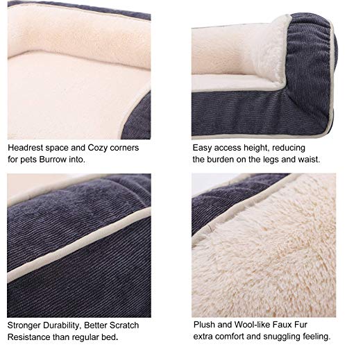 EMME Sofa Style Orthopedic Dog Beds, Deluxe Pet Couch Bed with Egg Foam