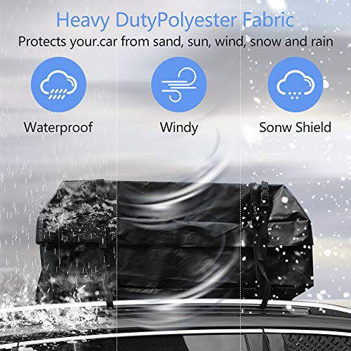 Car Top Carrier 17 cubic Bag with 8 Reinfored Straps 100% Waterproof,Car Top Carriers for Vehicles with Racks - Car Roof Storage Car Carrier - Roof Bag includes Heavy Duty Straps - Fits All Roof Racks - Thumbnail 3