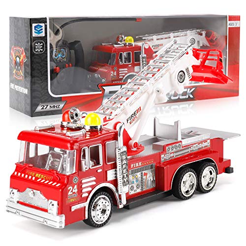 10" R/C Rescue Fire Engine Truck Remote Control Kids Toy with Extending