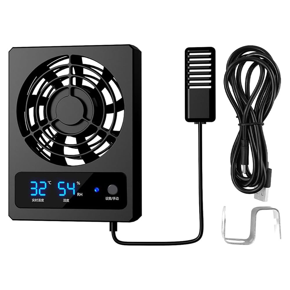 ZONADAH Smart Reptile Enclosure Fan Moistenland Ventilation Fan Dehumidifier for Rainforest Terrarium Vivarium Improving Air Circulation For Amphibians Reptiles Snakes