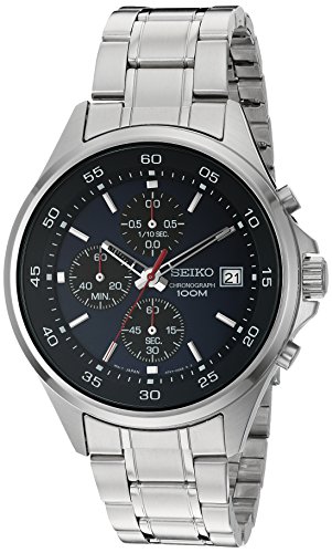Seiko Men's Quartz Stainless Steel Dress Watch, Color:Silver-Toned (Model: SKS475)