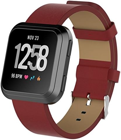 Guidan Adjustable Simple Stylish Leather Bands Replacement Accessories Wristband Straps For Fitbit Versa (Red)