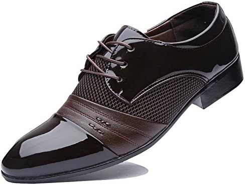 Kangwoo men's Breathable Mesh Upper Dress Shoes Classic Oxford Brown US 9.5