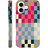 SEized Case Compatible with iPhone 17,Colorful Checkerboard Phone Case Dual-Layer Hard Shell Cover for Girl Women Boy Men