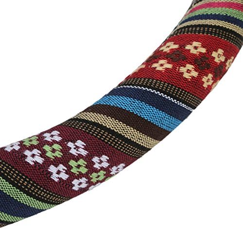 Rueesh Car Steering Wheel Cover - Ethnic Style Coarse Flax Cloth, Sweat-absorbent, Four Seasons General, Universal 15 inch - Pattern 3