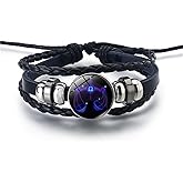 Rozozo Black Twelve Zodiac Spirit Leather Bracelet - Adjustable Zodiac Jewelry Accessory for Enthusiasts