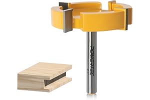 POWERTEC Slab Flattening Router Bit, 1/4 Shank, 2" Diameter, 1/2" Cutting Depth, Woodworking Surfacing Bit for CNC Machine, Wood Milling & Live Edge Wood Planing (73056)