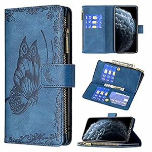 TYWZ Rits Wallet Case voor Xiaomi POCO F3, Embossing Butterfly PU Lederen Flip Portemonnee Rits Portemonnee Case Met 9…