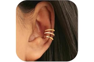 FUNSANNY Gold Ear Cuffs Earrings for Women Non Piercing - Clip on Cartilage Earrings Dainty 14K Gold Sterling Silver Plated Cubic Zirconia Huggie Hoop Earring for Women No Tarnish Trendy Jewelry Set