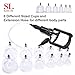 SunlitLife Reinforced Plastic Chinese Cupping Set with Vacuum Suction Pump and Extension Hose, English Manual. TCM Massage Cupping Therapy Set (12 Cups)