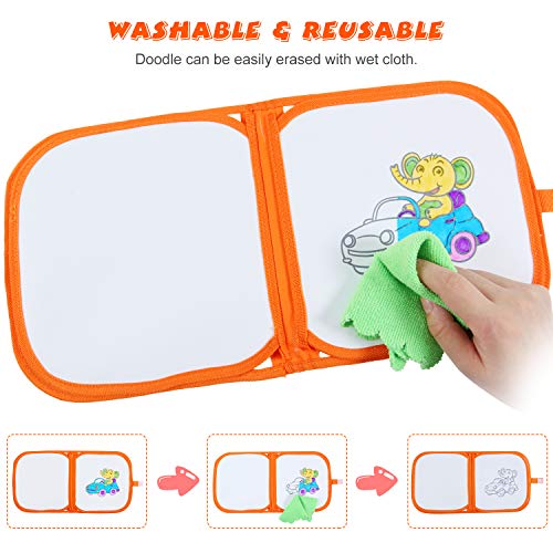 Drawing Doodle Booklet Toys for Kids，Magic Drawing Booklet with Washable Color Pen Reusable Portable Travel and Erasable Activity Painting Kit Gift for Boys Girls and Toddles 3+ - Thumbnail 2