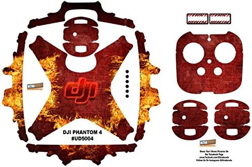 Red Fire DJI Phantom 4 P4 Skin Wrap Decal Sticker Vinyl Ultradecal Skinz