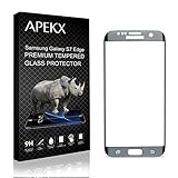 APEKX Samsung Galaxy S7 Edge Full Screen 100% Cover Edge-to-Edge 3D Curved Tempered Glass Screen Protector HD Clarity Bubble Free Anti-Fingerprint Shatterproof, Not Case Friendly (Silver)