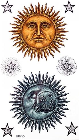 GGSELL Latest hot selling and fashionable design Cartoon sun man and moon man with stars fake temp tatoo sticker