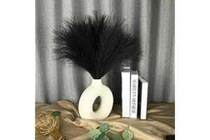 U-LIAN 12Pcs Black Faux Pampas Grass, Fake Fluffy Pompas Floral 24 Inches Bendable, With 36 Branched Stems, Exquisite Home And Wedding Boho Decor, Artificial Flower Dried Plants For Vase
