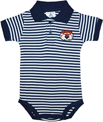 Creative Knitwear Auburn University Aubie Head Newborn Striped Polo Bodysuit,Navy,6-9 Months