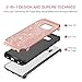 BENTOBEN Galaxy S6 Edge Case, S6 Edge Case, 2 in 1 Luxury Glitter Bling Hybrid Slim Hard Covers Sparkly Shiny Faux Leather Chrome Shockproof Protective Case for Samsung Galaxy S6 Edge, Rose Gold