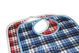 Large Extra Long, Washable Clothing Spill, Mealtime Protector, Waterproof Ladies & Men Adult Sized Bib (Pk/2)