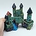 Five Season Ancient Castle Rockery Ornaments Decorations for Aquarium Fish Tank Blue+Green+Purple