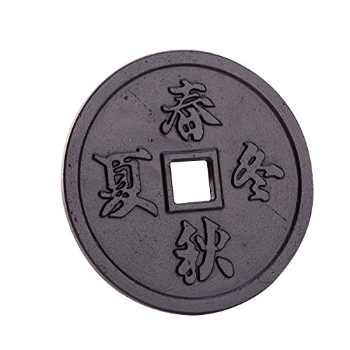 Click Here to See More Images THY COLLECTIBLES Black Cast Iron Trivet Teapot Tetsubin Stand, Chinese Four Season