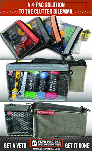 Veto Pro Pac PB4, Small Tool Bags and Tool Tote 4 Pack. Tool Bag Made of Durable Nylon Mesh Fabric and Zipper Access. Perfect Tool Kit and Tool Storage For Small HVAC Tools. Tool Backpack Storage Tote - Thumbnail 3