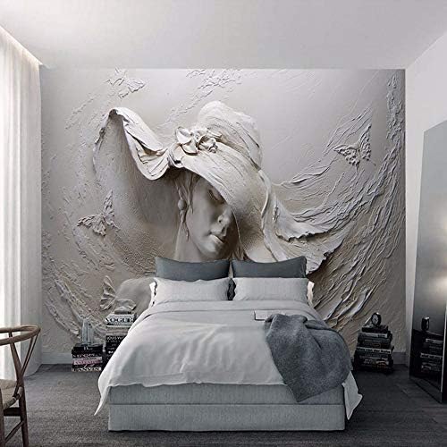 Yologg Custom 3D Stereo Embossed Cement Characters Sculpture Photo Wallpaper European Style Vintage Living Room Bedside Decor 3D Mural-350X250Cm