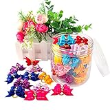 Beirui 20pcs Cute Dog Hair Bows with Rubber Bands - Adorable Rhinestone Bow for Long Hair Dog & Kitten