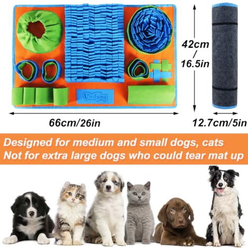 Vivifying Snuffle Mat for Dogs, 66cmx42cm Interactive Feeding Game for Boredom and Mental Stimulation, Dog Feeding Mat Encourages Natural Foraging Skills and Slow Eating