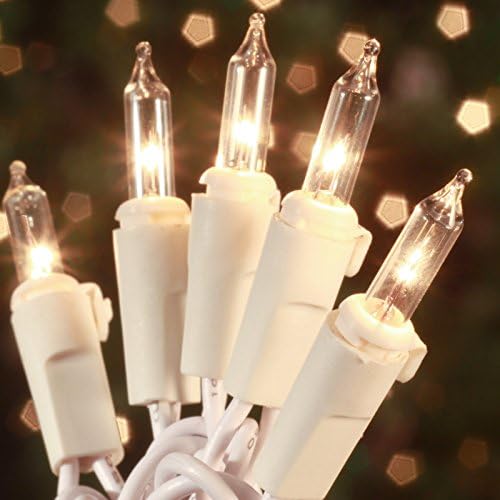 Fantasy Holiday, Commercial Grade Christmas Mini Light Set, 100 Lights, Clear, White Wire, 4 Inch Spacing, Indoor/0utdoor Mini Christmas String Lights