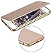 iPhone 8 Case,iPhone 7 Case, LONTECT Slim PU Leather Folio Flip Case with Card Slot & Clear Soft TPU Back Cover for Apple iPhone 8/iPhone 7 - Gold