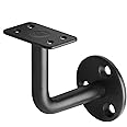 OTTFF 8 Pack Black Handrail Bracket for Flat Surface Square Top Railing, Wall Mount Support, Carbon Steel