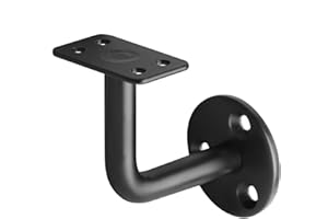 OTTFF 8 Pack Black Handrail Bracket for Flat Surface Square Top Railing, Wall Mount Support, Carbon Steel