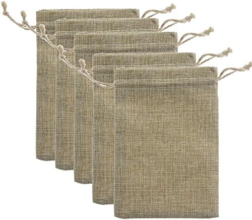 20 Pcs Faux Burlap Bags Wedding Paty Favor Small Gift Drawstring Sack (6"X9")