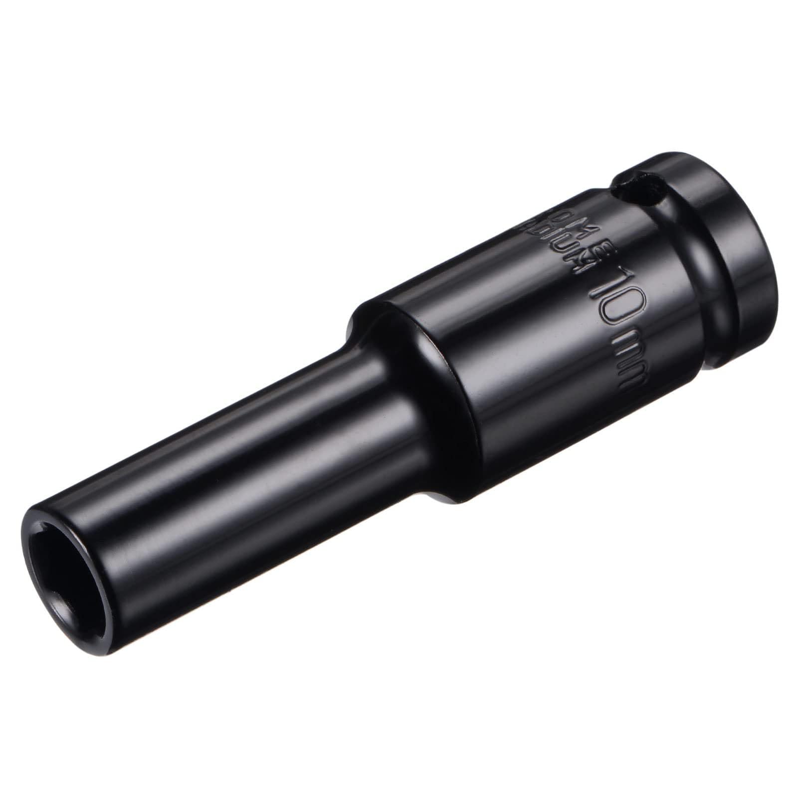 TA-VIGOR Deep Impact Socket, 1/2 Inch Drive by 10mm Deep Impact Socket, Heat-Treated CR-V Steel 10mm Socket, 1/2 Drive with 80mm Length 6-Point Socket for Home Car Repair