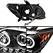 AKKON - For Scion tC Sport Coupe Black Bezel Dual Halo Projector LED Headlights Replacement Left/Passenger Lamps