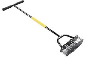 Luocute Lawn Aerator, Manual Spring Loaded with 17 Hardened Steel Tines for Compacted Soil, Reinforced Carbon Steel Footplate