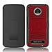 FYSSHUO Moto Z3 Play Case, Heavy Duty Shockproof Full-Body Protective Hybrid Case with Swivel Belt Clip and Kickstand for Motorola Moto Z3 Play (Red)