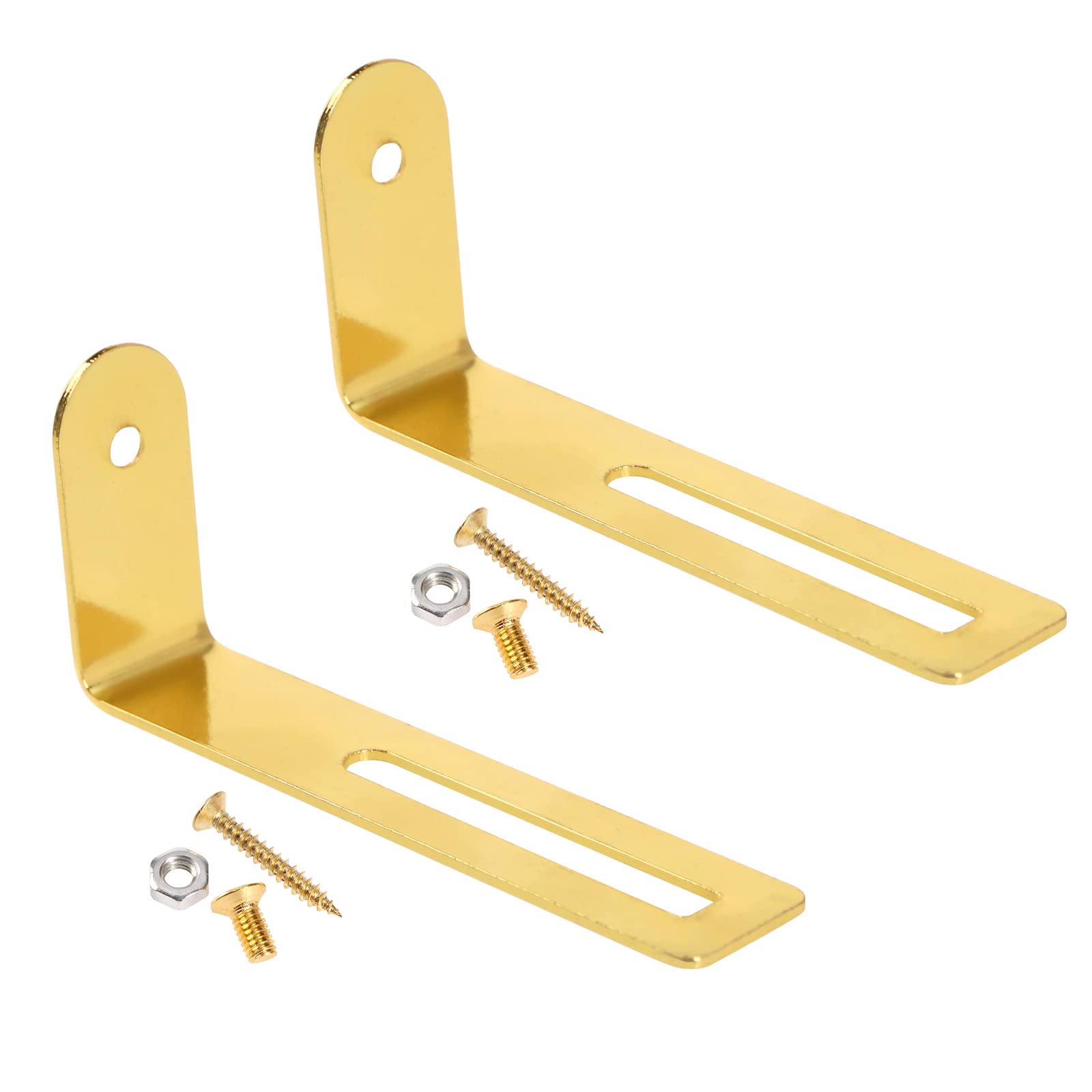eMagTech 2 Sets Guitar Pickguard Mounting Bracket Support with Fixing Screws and Nuts Compatible with Les Paul Style Electric Guitar Gold