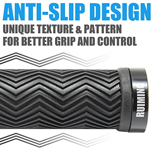 RUIMING Mountain Bike Grips with Non-Slip Grip , Double Lock-On Ring for MTB and BMX Bicycle Handle Bar