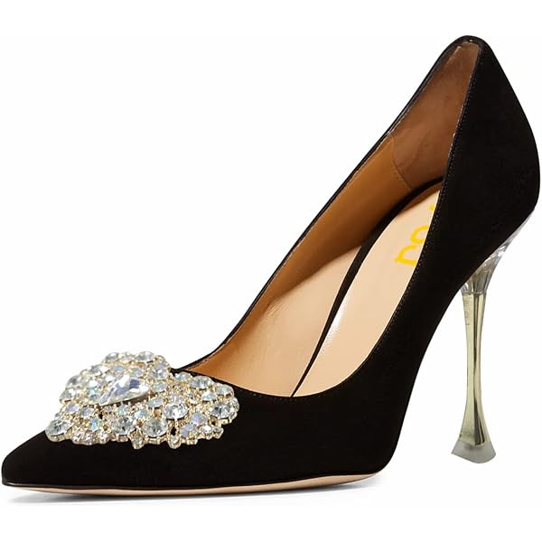 Amazon.com | XYD Women Chic Tiny Square Toe Pumps Bejeweled