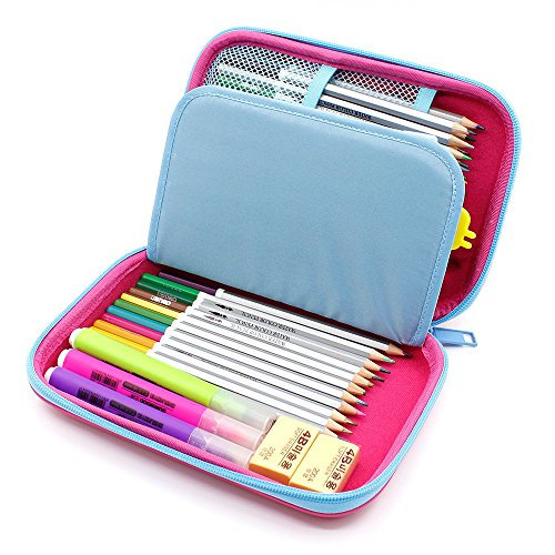 Mermaid Big Capacity Hardtop Pencil Case with Compartment - Cute School Stationery Supply Organizer Box Pen Holder for Kids Girls Toddlers (Hot Pink) - Thumbnail 5