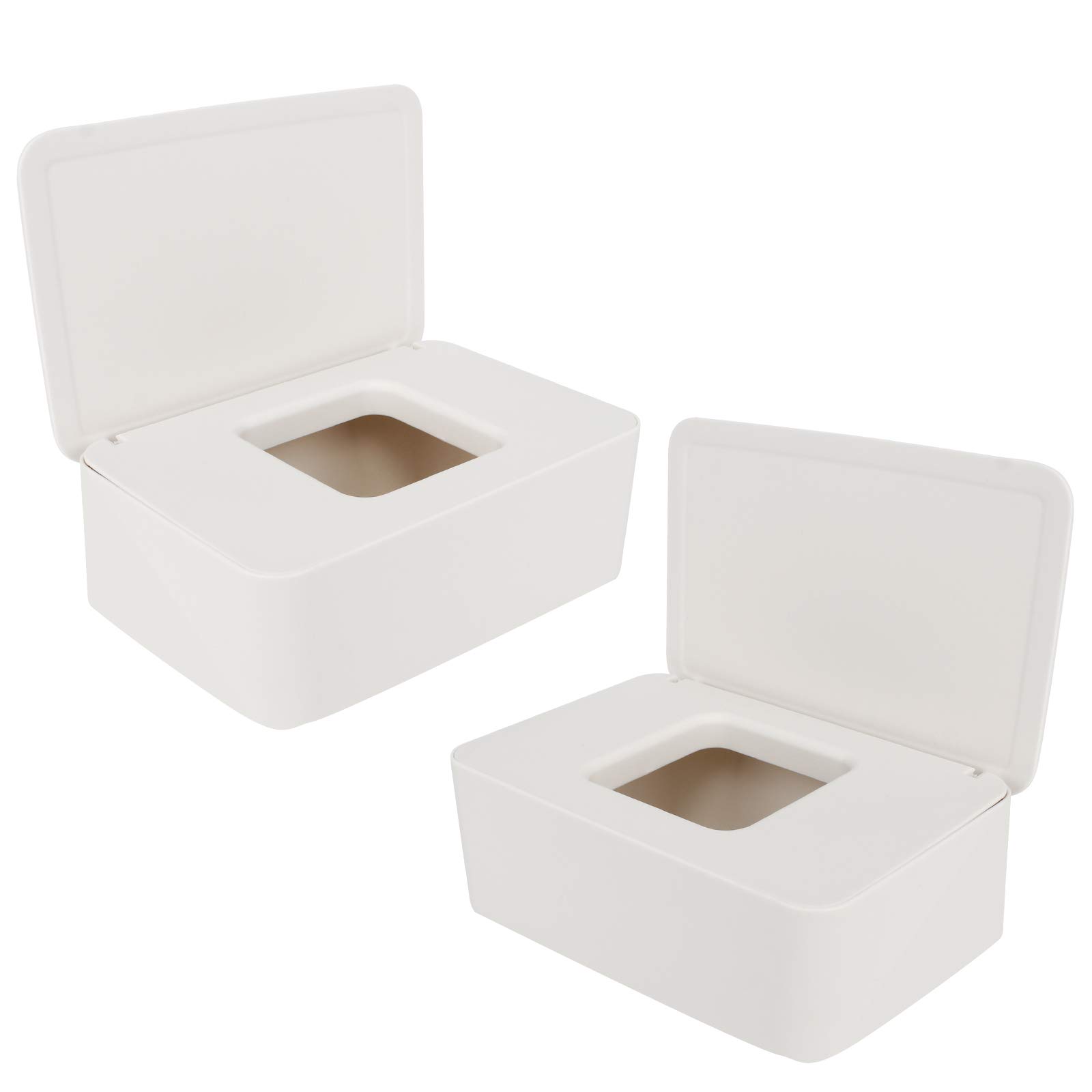 Huayue 2 PCS Wet Wipes Box, Baby Wipes Box Tissue Storage Case Container Napkin Box Plastic Wipes Dispenser Toilet Paper Box with Lid Seal for Home Office, White