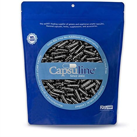 Colored Size 0 Empty Gelatin Capsules by Capsuline - Black/Black 50000 Count