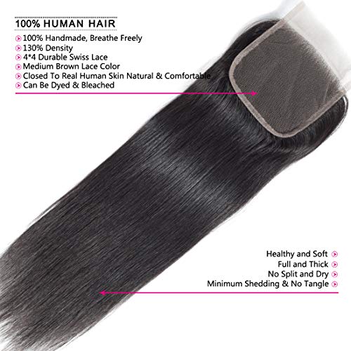 Unprocessed-Straight-Lace-Closure-Brazilian-Virgin-Hair-4X4-Free-Part-8-Inch-Straight-Closure-human-hair-Natural-Black-Color