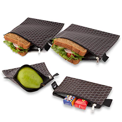 Nordic By Nature 4 Pack Reusable Sandwich Bags Dishwasher Safe BPA Free Durable Washable
