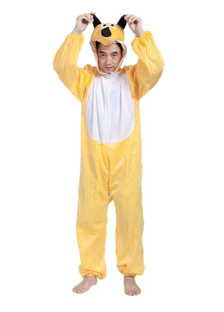 Adult Animal Costumes Unisex Pajamas Fancy Dress Outfit Cosplay Onesies (Yellow Dog)