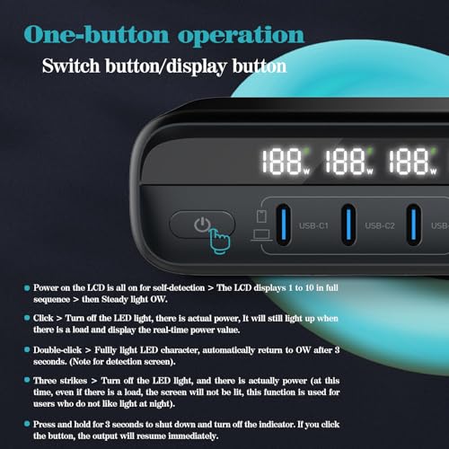 Timerial 140W GaN Fast Travel Charger Station 3 Type C & 3 USB, International Travel US/UK/EU Detachable Plugs,Charging for Laptop Tablet Smart phone,Output Power LED Display,1.5M Extension Cable