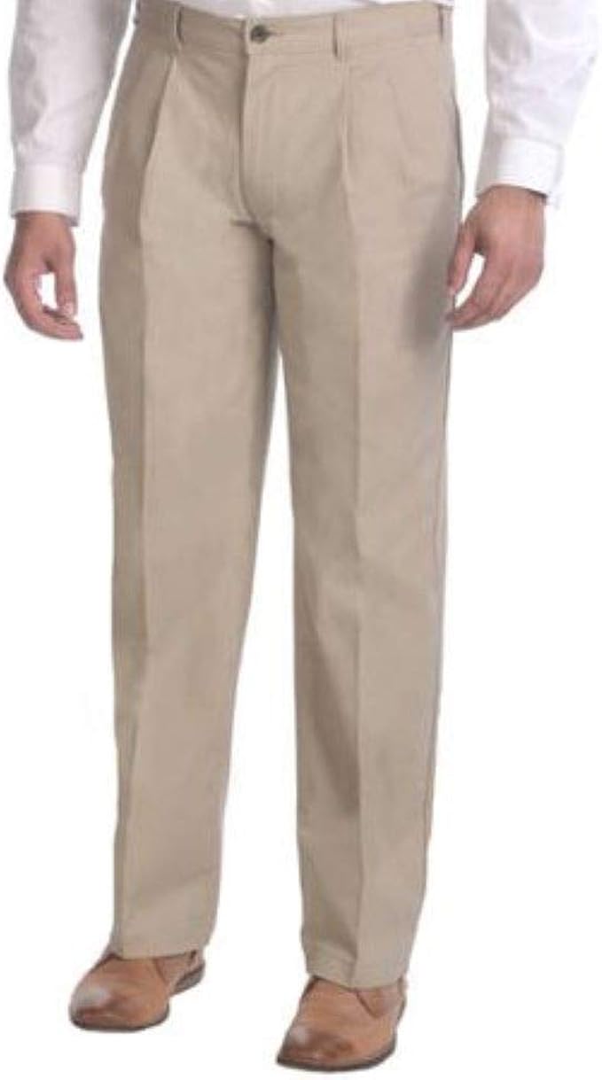 Men's Pleat Front Dress Pants (36x30, Barley) Clothing